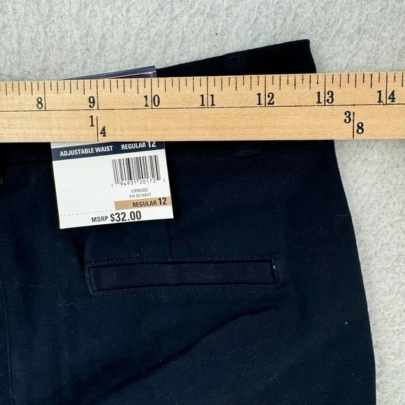 NEW Izod Approved Schoolwear Shorts Boys 12 Navy Blue Chino Adjustable‎ Waist - Picture 5 of 7